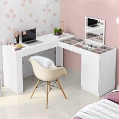 Escrivaninha canto mobler penteadeira star branco fosco