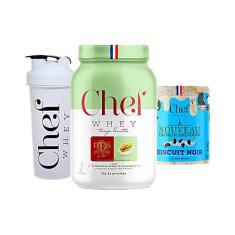 Kit Chef Whey 800g Pasta de Amendoim 600g Coqueteleira Chef Whey, Choc