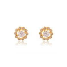 Brinco Formato Flor com Mini Zircônias - Floratta Joias