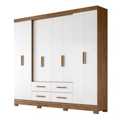Guarda Roupa Casal Grande com 8 Portas 273x222cm San Lorenzo Moval Naturale Branco