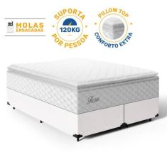 Cama Box com Colchão de Molas Ensacadas Pillow Top Flora Queen 158 cm 