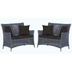 2 Sofás Área Externa Igapó Alumínio Pintura Marrom Corda Náutica Estof