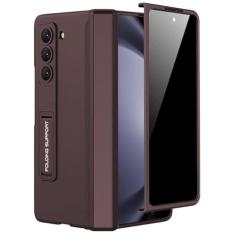 Capa Miimall para Samsung Galaxy Z Fold 5 5G com película de privacidade, suporte ajustável prático integrado e proteção de dobradiça magnética completa, vinho