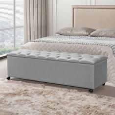 Recamier Baú Com Rodízios Cancun 1,30m Linho Cinza - Cinza