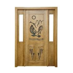 Portal Madeira Maciça Vitrô Duplo Águia Entalhada Completa 153x213x16c