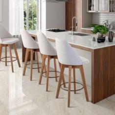 Banqueta Maya Decor Giratória-tecido Linho Bege