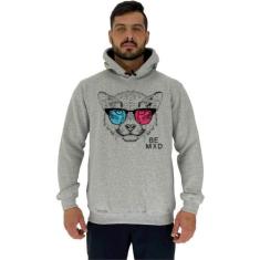 Blusa Moletom Tradicional Com Touca MXD Conceito Cheetah With Glasses,