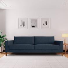 Sofá 2 Lugares 180cm Break Estilo Moderno Linho Pés em Madeira Maciça