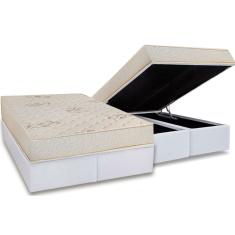 Conjunto Box Baú Queen: Colchão Molas Luckspuma D45 Gran Luck Floral Pró Saúde + Base crc Courano White (158x198)