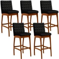 Kit 05 Banquetas Altas Para Cozinha Sala de Jantar Fixa Mila L02 Facto