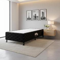Cama Box Simples Castor Solteiro Poli Preto 100x200x27cm