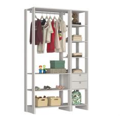 Guarda-Roupa Closet 2 Peças com Cabideiro 2 Gavetas e 8 Nichos Yes Nova Mobile Branco