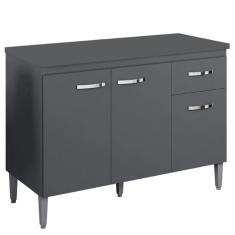 Balcão Pia Gabriela 120cm com Tampo mdp - ajl Móveis Cinza