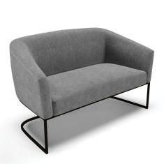 Sofá Namoradeira 2 Lugares Base Industrial Preto Stella Linho D03 - D'rossi Cor A26 Gafite