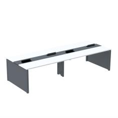 Mesa De Plataforma Dupla Para 4 Pessoas Corporativa 130x140-4p Branco-grafito