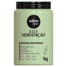 Salon Line, Máscara Capilar, SOS Hidratação, Azeite de Oliva, Vegana - Cabelos Cacheados e Crespos, 1 Kg