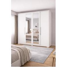 Guarda-roupa Casal 4 Portas 2 Gavetas Mônaco com Espelho - MX Móveis