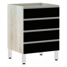 Balcão de Cozinha sem Tampo Gaveteiro 60cm 4 Gavetas Lis Luciane Móveis