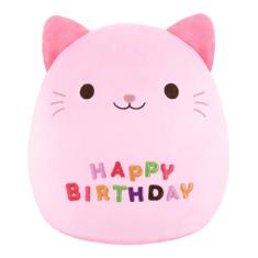 Almofada de pelúcia, brinquedo de aniversário para gatos, 25 cm, rosa personalizado para crianças