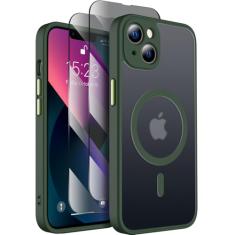 SEXYMOM Capa magnética para iPhone 13 com protetores de tela de privacidade X2 - Proteção de câmera atualizada - Compatível com Magsafe, teste de queda de 6,4 m, capa de telefone fosca translúcida de