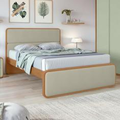 Cama Casal em Mdp/mdf 207x110cm Loop Amêndoa Clean
