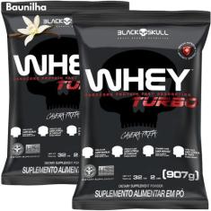 2x Whey Protein Concentrado Turbo Refil 907g - Kit 2X Black Skull - Ga