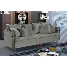 Sofá Fixo Atlas 4 Lugares Luxo 220cm Castellar Móbile, Cinza