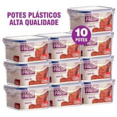Conjunto com 10 potes herméticos alta qualidade Click Fresh
