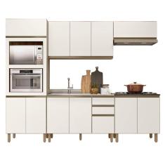 Armário De Cozinha 5 Peças Com Pia 120cm Jany N03 Carvalho/off - Mpozenato