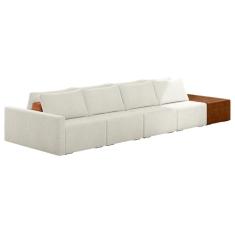 Sofá Ilha Modular Living Com Puff 392cm Georgia K04 Bouclê Bege/caramelo - Mpozenato