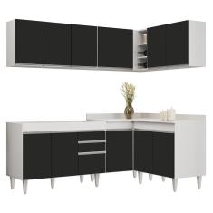 Armário De Cozinha Modulado De Canto 6 Peças Cp28 Balcão Sem Tampo Branco/preto - Lumil
