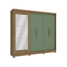 Guarda Roupa Casal 5 Portas e 4 Gavetas c/ Espelho e Pés Flex CB01N564