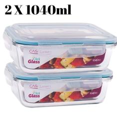 Conjunto 2 Potes Vidro Hermético Marmita Com 4 Travas 1040ml