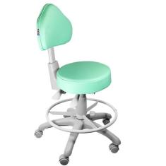 Cadeira Mocho Verde Claro Ergonômico Base Cinza Com Aro - Ultra Móveis