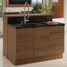 Ilha de Cozinha com Bancada e Balcão 120 cm Stella Madesa