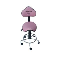 Cadeira sela estetica - regulagem de altura  a gás - para dentista, tatuador, estrela cromada  corano rosa claro