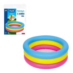 Piscina Inflável 3 Anéis 88 Litros 76x25cm Colorida - Wellmix