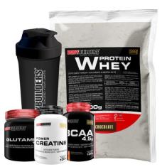 Kit Whey Protein 500g + Glutamina 300g + Power Creatina 100g + BCAA 10