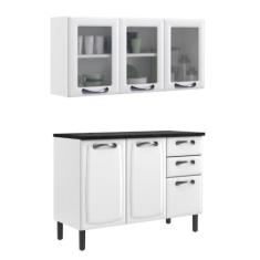 Cozinha Modulada 2 Peças Itatiaia Balcão 3 Portas e Armário Aéreo 3 Po