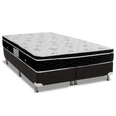 Cama Box Queen: Colchão Molas Bonnel Ortobom Nanolastic Physical Spring + Base Black(158X198)