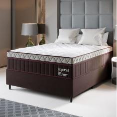 Conjunto Cama Box Casal Rony Com Molas Ensacadas 138cmx188cmx69cm Marrom