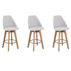 Kit 3 Banquetas Maya Gourmet Giratória-tamanho Médio 62 Cm Do Chão Até O Assento-tecido Linho