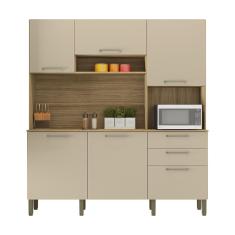 Armario De Cozinha Compacta 6 Portas 2 Gavetas Ferrara Freijó Vanilla