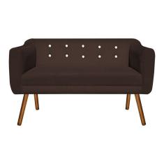 Namoradeira 02 Lugares Julia Suede Marrom com Strass Pés Palito Castanho D'Rossi