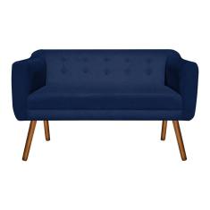 Namoradeira 02 Lugares Julia Suede Azul Marinho Pés Palito Castanho D'Rossi