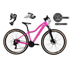 Bicicleta Aro 29 Absolute Hera Feminina Câmbios Shimano Altus 27v Freios Hidráulicos Garfo com Trava no Guidão Pneu com Faixa Bege - Rosa