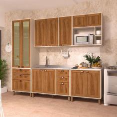 Cozinha Modulada Completa Com 5 Peças E Vidro Reflecta Sofia Pátina Com Moscatto