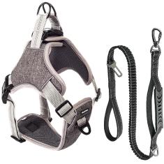 Coleira Peitoral e Guia Antipuxão Pet Cachorro MADOG Comfort (Cinza, P)