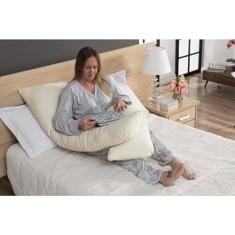 Travesseiro de corpo para Gestante Gravida 1,20x60 micropercal 200 fios (BEGE)