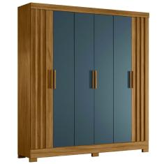 Guarda Roupas Casal Ripado 6 Portas 2 Gavetas Freijó/Cinza Valença Moval